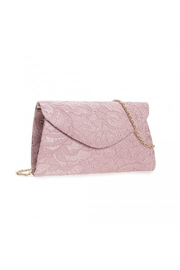 Charming Tailor Pochette classique en dentelle pour soirée/bal de promo/mariage, Rose rose , Medium