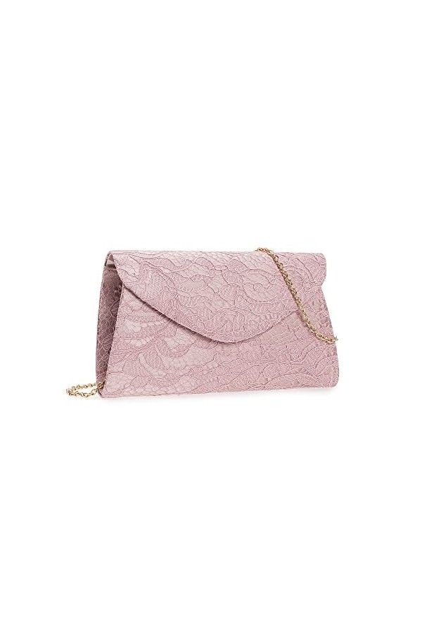Charming Tailor Pochette classique en dentelle pour soirée/bal de promo/mariage, Rose rose , Medium