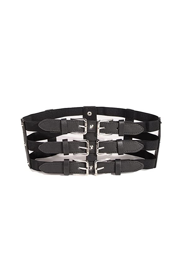 VOMONO Ceinture corset élastique vintage pour femme, ceinture extensible rétro large, marron, taille unique