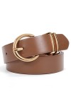 JasGood Ceinture en cuir pour femme - Pour jeans, pantalons, robes - Boucle dorée - Ceinture en cuir pour femme, 5 café, 100c