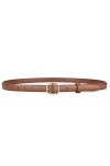 1 Pc Mode Mince Fine Ceinture Vintage Dames Designer Ceinture Tranchée Robe Simple Couleur Unie Boucle Dorée Ceintures-Marron