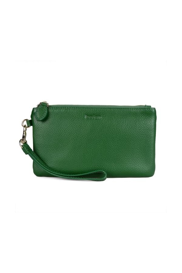 befen Pochette en cuir, petit sac à bandoulière matelassé pour femme, vert olive, Small