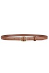 1 Pc Mode Mince Fine Ceinture Vintage Dames Designer Ceinture Tranchée Robe Simple Couleur Unie Boucle Dorée Ceintures-Marron