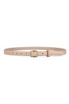 1 Pc Mode Mince Fine Ceinture Vintage Dames Designer Ceinture Tranchée Robe Simple Couleur Unie Boucle Dorée Ceintures-Marron