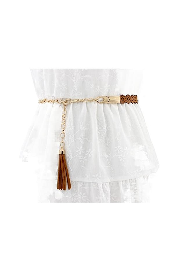 SSCAR Ceintures élégantes Femmes chaîne en métal Taille Corde Dames Gland Ceinture Solide fête Ceinture Mince Robe décor Cein