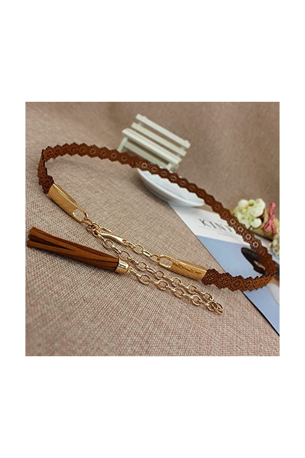 SSCAR Ceintures élégantes Femmes chaîne en métal Taille Corde Dames Gland Ceinture Solide fête Ceinture Mince Robe décor Cein