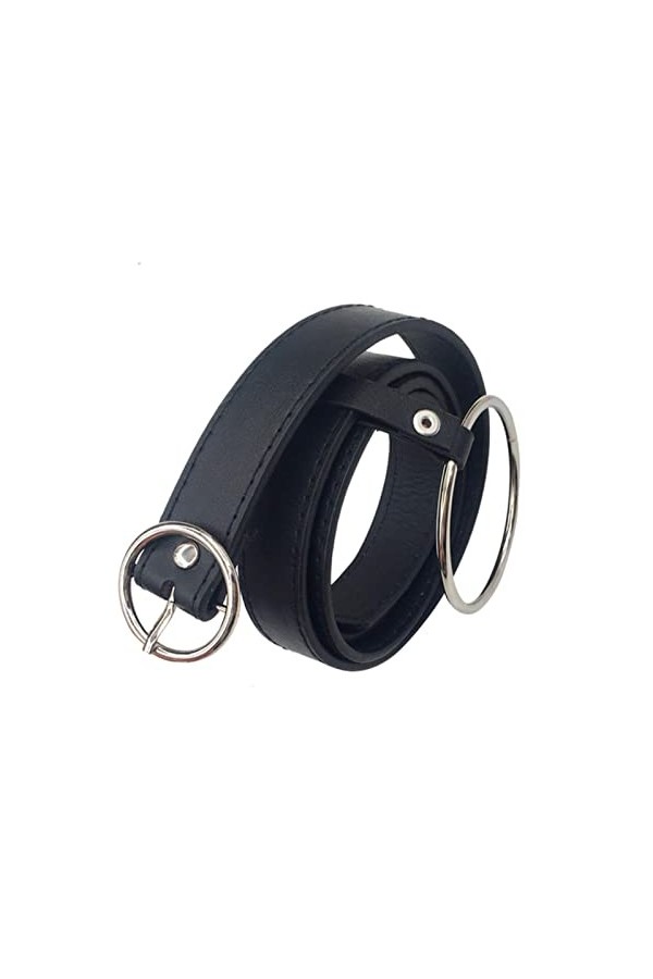 QINGYY 1 Pc Mode Femmes Taille Ceinture Grand Anneau Décoré Femme Argent Métal Pin Boucle Ceinture-RondeBoucleRing, 105cm