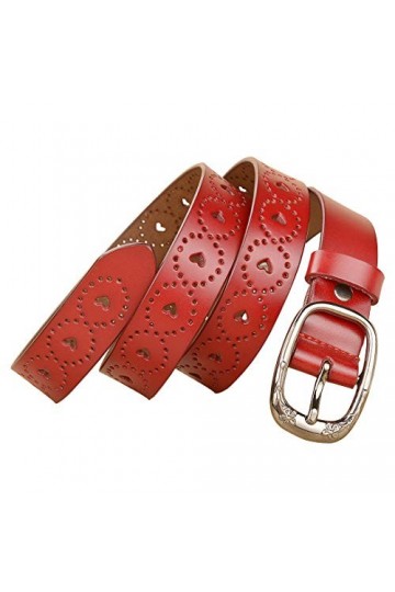 DDL Ceinture Dames Forme Coeur Creux Désign Réel Pur Peau Vache Cuir Largeur 2,8 Cm Fille étudiant Ceinture Mince Robe Jeans 