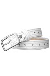 DDL Femme Ceinture Réel Cuir Rhombe Poreux Conception,long 95/115 Argent épingle Boucle Mode Dames Ceinture 1,1 Pouce Large F