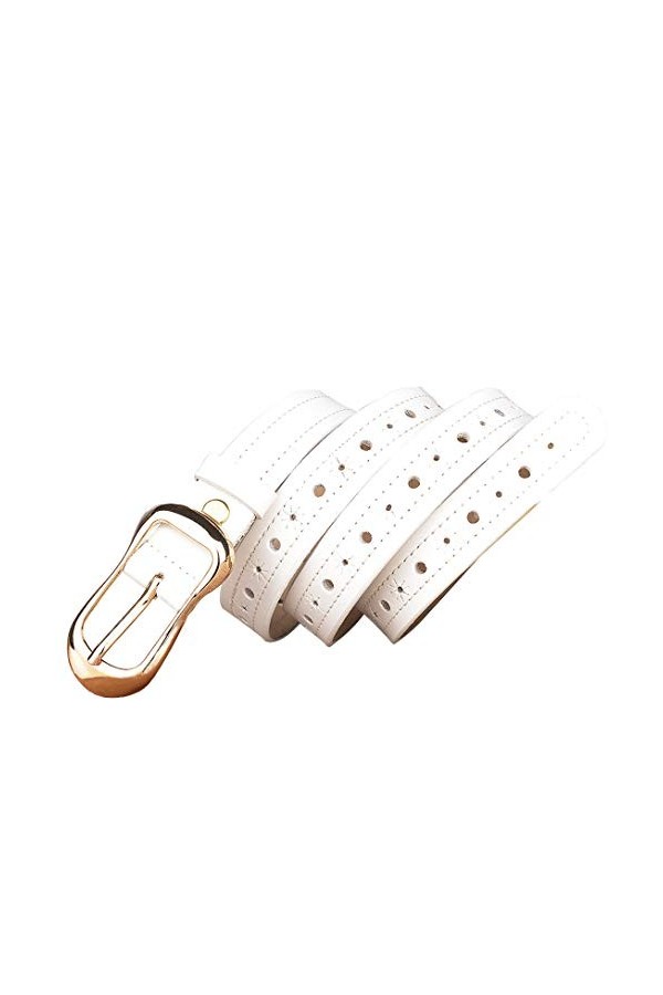 DDL Dames Creux Désign Ceinture Véritable Peau Vache Cuir, 1,1 Pouce Large Fille Ceinture Pour Jeans, Robe, Long 95/115 Cm or