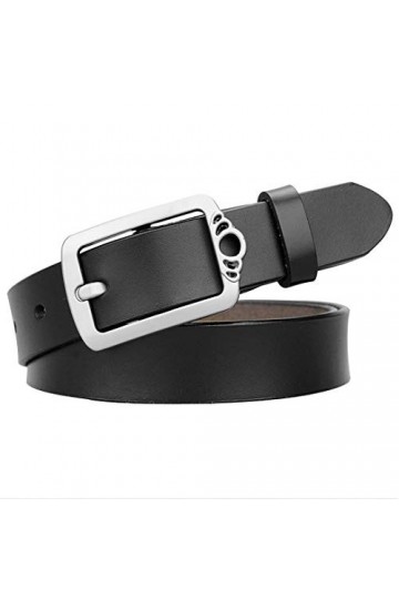 DDL Mode Dames/femmes Ceinture Véritable Peau Vache Cuir Longue 95/115 Cm, Couronne Conception Argent épingle Boucle 1,1 Pouc