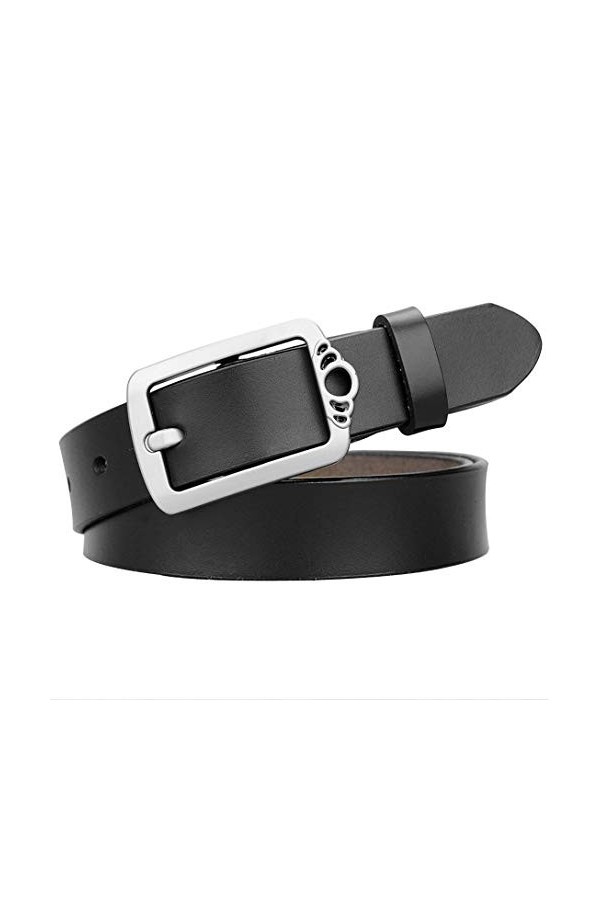 DDL Mode Dames/femmes Ceinture Véritable Peau Vache Cuir Longue 95/115 Cm, Couronne Conception Argent épingle Boucle 1,1 Pouc