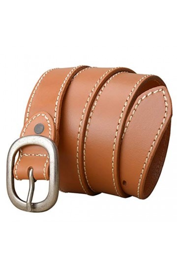 DDL Femme/Dame Millésime Ceinture Authentique Peau Vache Cuir 1,1 Pouces Large Mode Argent Boucle Conception Fille Daim Ceint