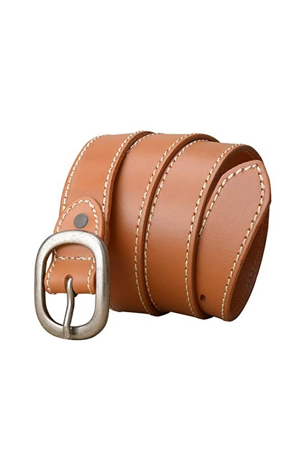 DDL Femme/Dame Millésime Ceinture Authentique Peau Vache Cuir 1,1 Pouces Large Mode Argent Boucle Conception Fille Daim Ceint