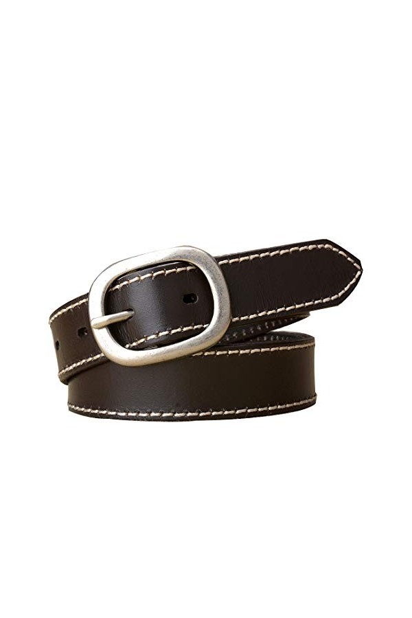 DDL Femme/Dame Millésime Ceinture Authentique Peau Vache Cuir 1,1 Pouces Large Mode Argent Boucle Conception Fille Daim Ceint