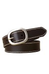 DDL Femme/Dame Millésime Ceinture Authentique Peau Vache Cuir 1,1 Pouces Large Mode Argent Boucle Conception Fille Daim Ceint
