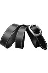 DDL Femme/Dame Millésime Ceinture Authentique Peau Vache Cuir 1,1 Pouces Large Mode Argent Boucle Conception Fille Daim Ceint