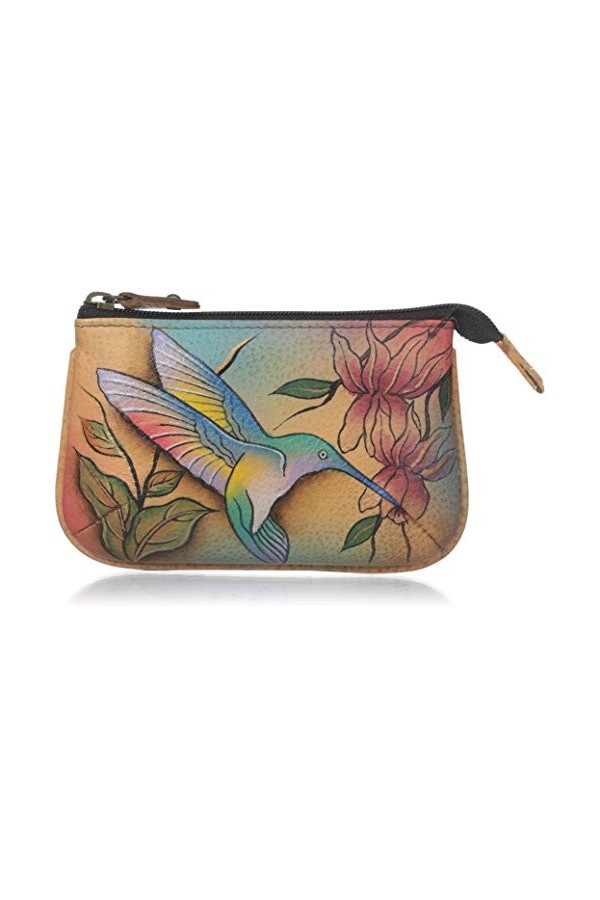 Anuschka - Sac à fermeture éclair de taille moyenne en cuir véritable et peint à la main pour femme - Elephant Mandala