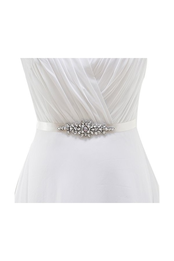 TOPQUEEN Ceinture de Robe de Mariée Strass Ceinture Robe Femme Cristal Rhinestone Ceinture de Mariage Perle Ruban Strass pour