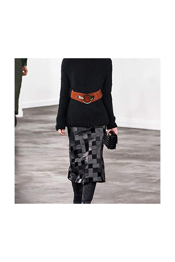 Gloop Ceinture élastique pour femme - 6 cm de large - Bague argentée, Orange foncé 18905a18, taille unique