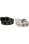 Urban Classics Lot de 2 Ceintures en Cuir synthétique, Noir/Blanc, Small-Medium Mixte