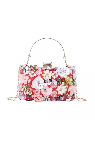 Fecialy Sacs à main de soirée floraux pour femmes Strass colorés Or Pochette Sacs à main Floral Mariée Mariage Sac à main Cha