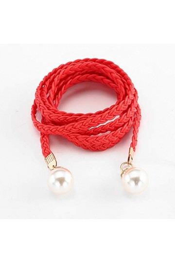 RelaxLife Femmes Robe Ceintures Perle Knited Ceinture New Womens Ceinture Nouveau Style Bonbons Couleurs Chanvre Corde Tresse