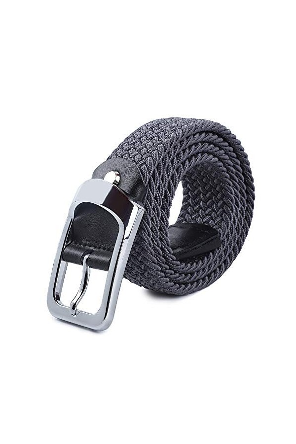 HANCHAO Ceinture Tressée Élastique Femmes Hommes Ceinture Extensible Unisexe Belt Gris-3-110cm