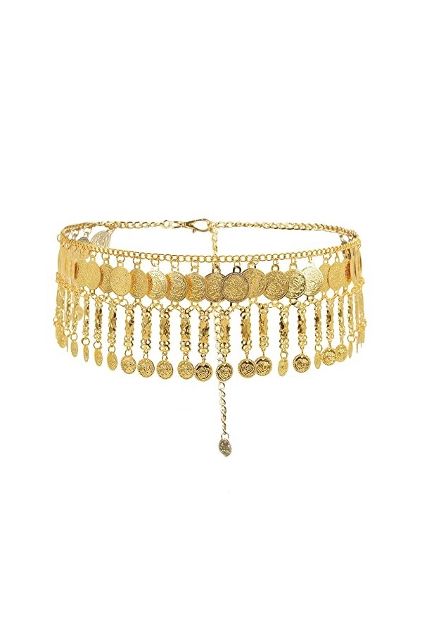 MEGAUK Ceinture à chaîne rétro pour femme - Ceinture à franges - Ceinture de danse du ventre - Ceinture de taille en métal, O