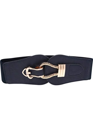 BlackButterfly Vintage Élastique Corde Crochet Ceinture Bleu nuit, M 