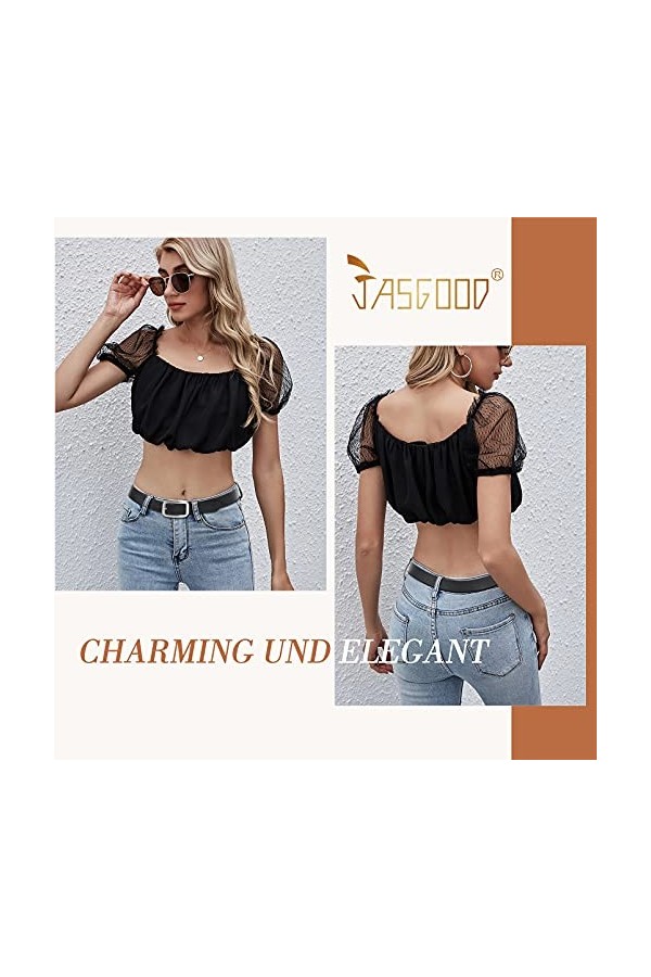 JasGood Ceinture en cuir pour pantalon en jean - Boucle dorée - Pour femme, 1 - Noir., 140cm Passt Taillengröße 116-125cm 