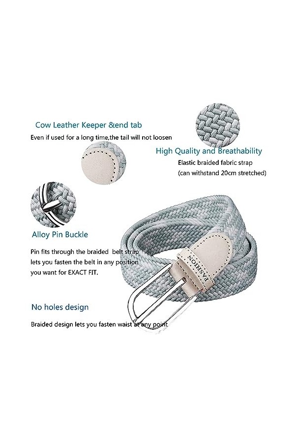 Pacde Western Candy Ceinture de couleur élastique sans trous pour femme, Bleu clair, violet., 110 cm