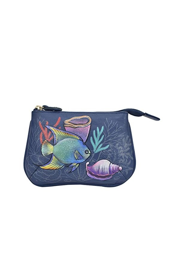 Anuschka - Sac à fermeture éclair de taille moyenne en cuir véritable et peint à la main pour femme - Elephant Mandala