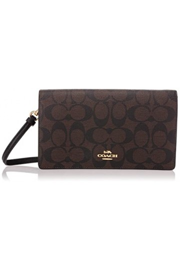 Coach Anna Foldover Pochette en toile enduite Marron Noir