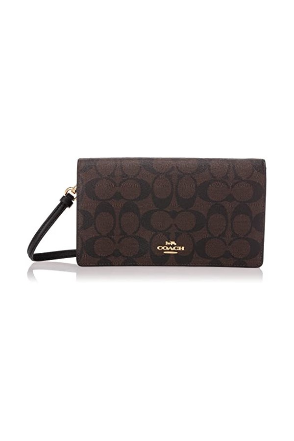 Coach Anna Foldover Pochette en toile enduite Marron Noir