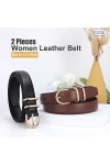 WERFORU Lot de 2 ceintures en cuir pour femme - Pour jeans - Mode - Pour pantalons et robes - Avec boucle dorée, B-noir+café,