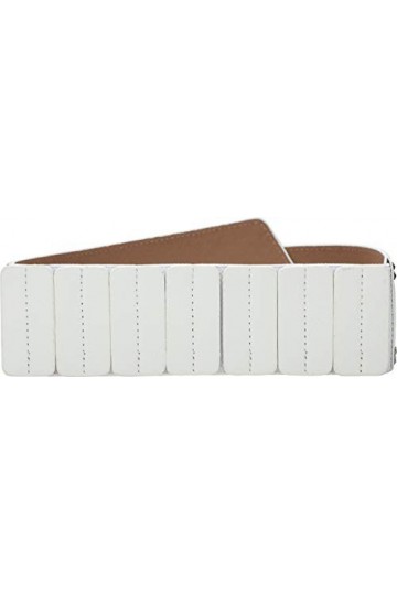 BlackButterfly Large Élastique Extensible Métal Clouté Crochet Boucle Ceinture Blanc, M 