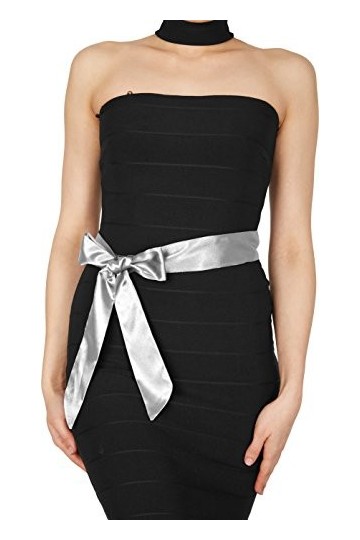 BlackButterfly Mariage Noeud Papillon Demoiselle dhonneur de Bal Ceinture de Satin Argenté, 15W / 250L 