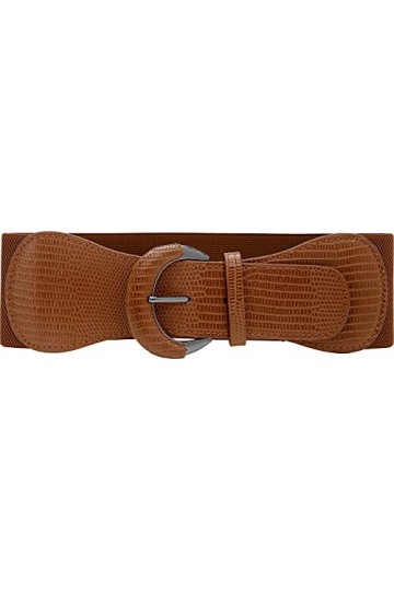 BlackButterfly Large PU Élastique Extensible Boucle Taille Ceinture Marron, L 