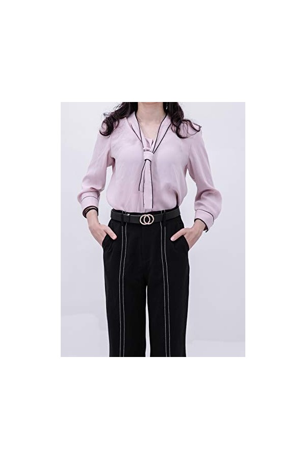 irisaa - Ceinture pour femme - Ceinture pour jean avec double anneau rond - Pour femme, fille, adolescente, Noir , 75 cm