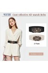 WERFORU Large ceinture élastique pour femme, vintage, extensible, large - Rétro - Mode Cinch pour robes, C-noir+beige, Passt 
