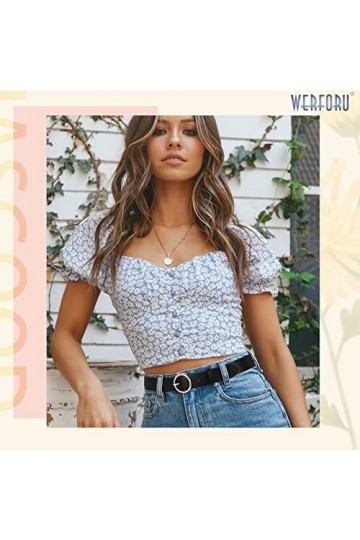 WERFORU Lot de 2 ceintures en cuir pour femme - Pour jeans - Pantalon - Mode - Ceinture en cuir avec boucle dorée, C-noir+caf