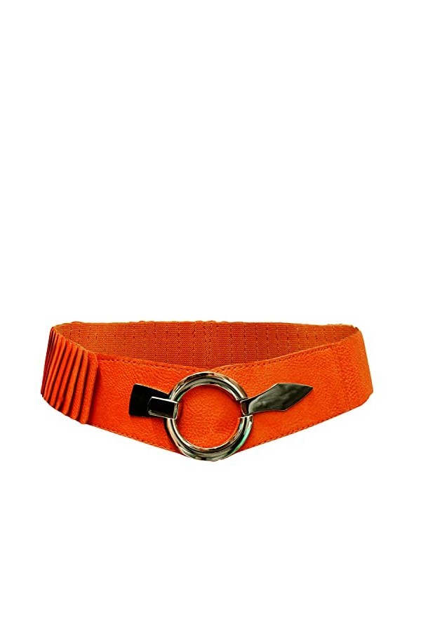 Gloop Ceinture élastique pour femme - 6 cm de large - Bague argentée, Orange foncé 18905a18, taille unique