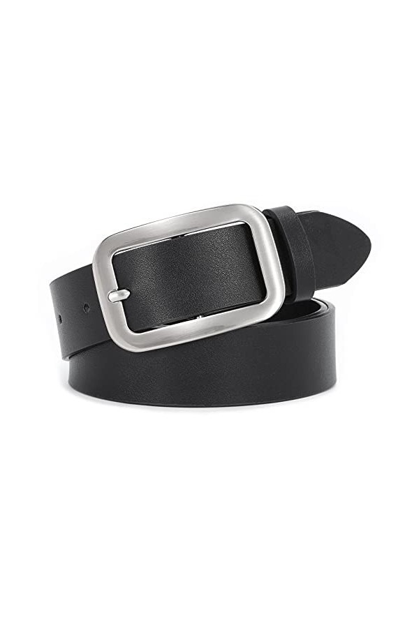 JasGood Ceinture en cuir pour pantalon en jean - Boucle dorée - Pour femme, 1 - Noir., 140cm Passt Taillengröße 116-125cm