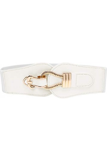 BlackButterfly Vintage Élastique Corde Crochet Ceinture Blanc, XL 