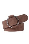 XZQTIVE Ceinture en cuir pour femme avec boucle circulaire No Pin & Hole Ceinture réglable pour jeans, Café C., Fit Taille Gr