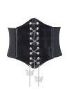 Lamdgbway Corset En Cuir À Lacets Ceinture Élastique Rétro Ceinture Pour Femmes Grils Papillon Noir 75cm