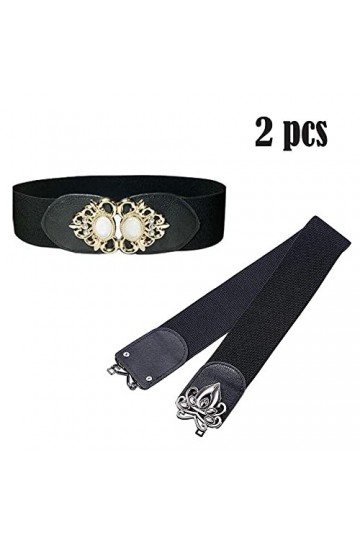 Sertay Ceinture Elastique Femme, 2 Pièces Ceinture Large à Taille Élastique, Ceintures De Taille Vintage, Ceinture Élastique 