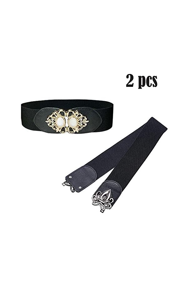 Sertay Ceinture Elastique Femme, 2 Pièces Ceinture Large à Taille Élastique, Ceintures De Taille Vintage, Ceinture Élastique 
