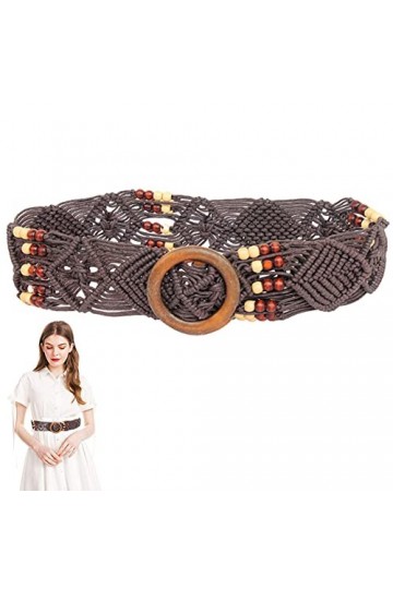 QNMD Ceinture Tressée pour Femme, 100-105CM Ceinture de Vêtements, Élastique Ceinture de Robe Tressée, Ceinture en Paille Tis